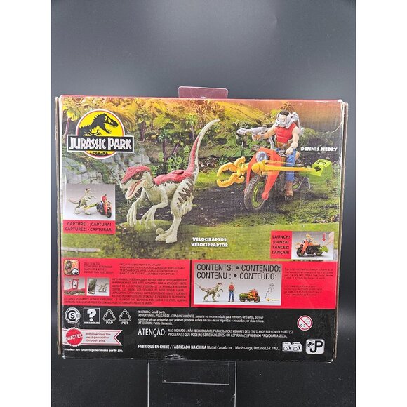 Jurassic Park Dennis Nedry Track & Chase Pack With Motorcycle & Velociraptor Fig - Picture 3 of 6